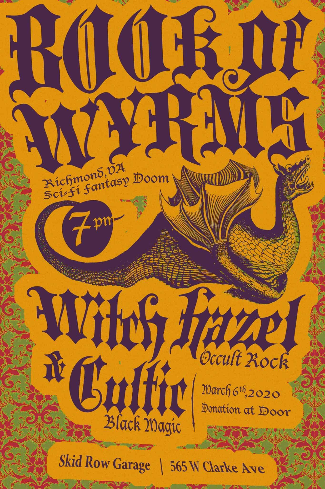 Book of Wyrms, Witch Hazel & Cultic - Doom Metal Show Flyer