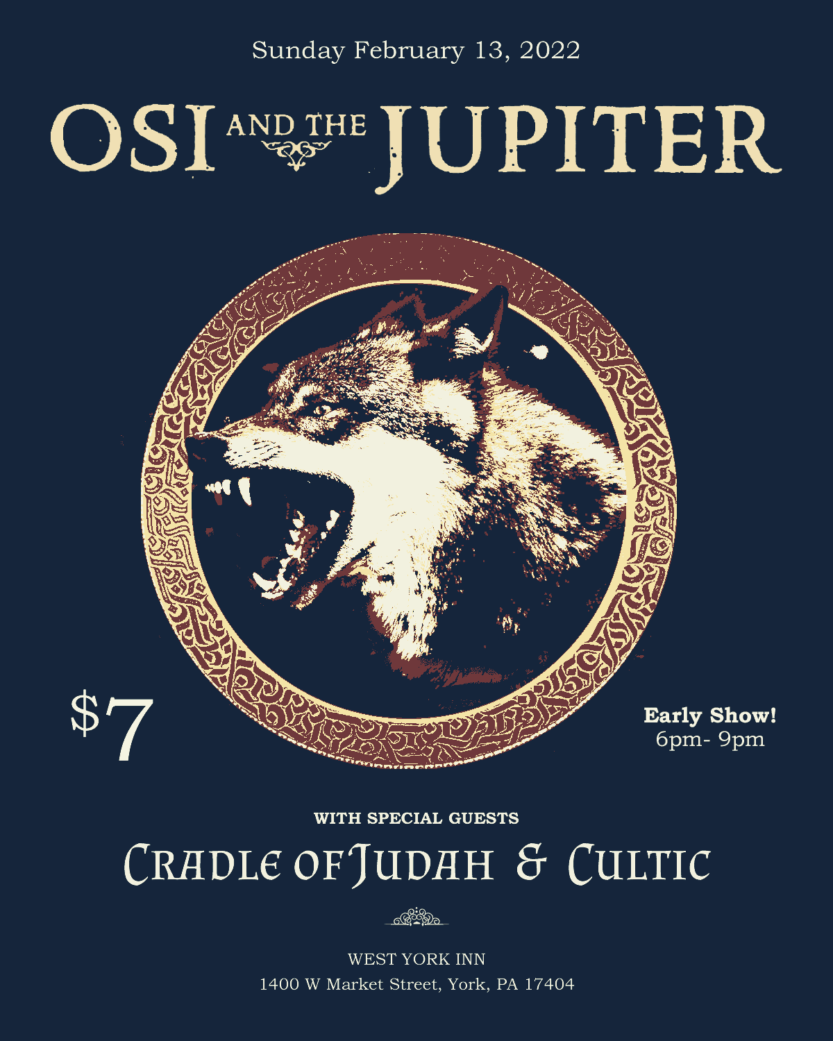 February 13, 2022 - Cultic, Osi and the Jupiter and Cradle of Judah Show Flyer