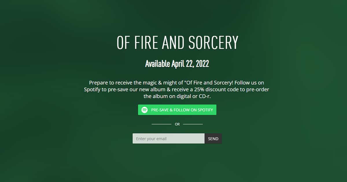 Pre-Save Of Fire and Sorcery on Spotify