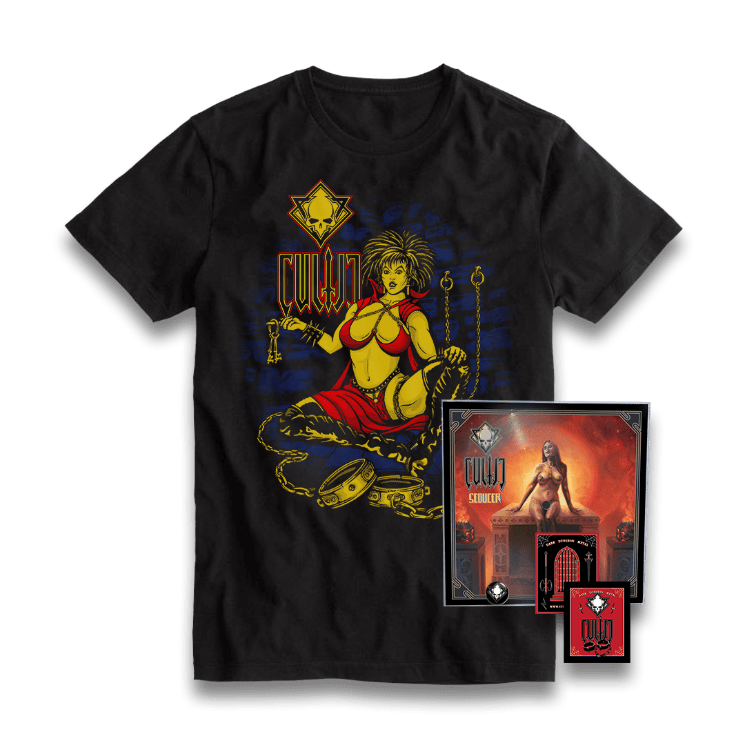 Cultic Seducer T-Shirt, 7-Inch Record, Button, and Stickers