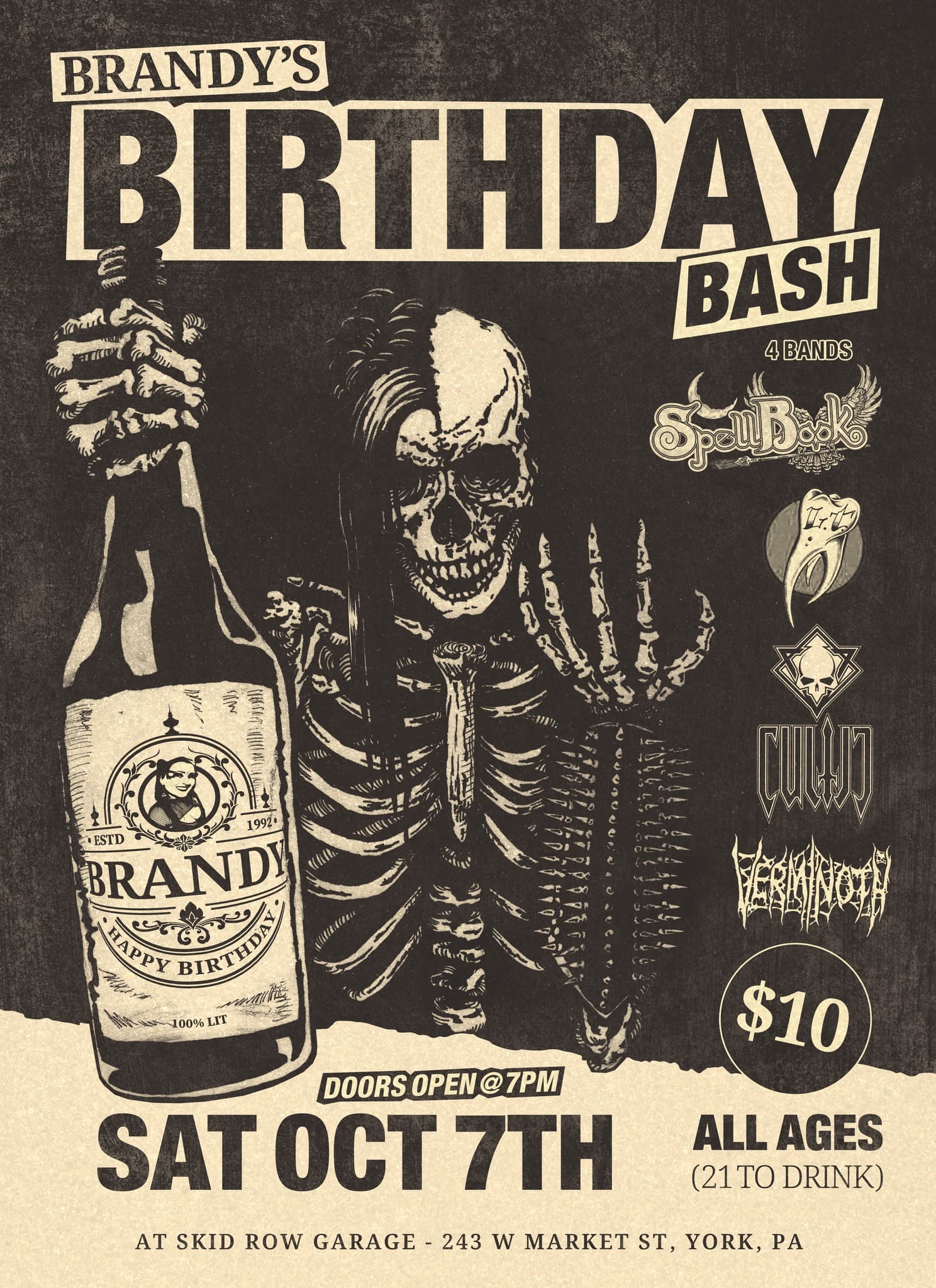 Brandy's Birthday Bash Flyer - Spellbook, Cultic, Luxury Teeth and Verminoth