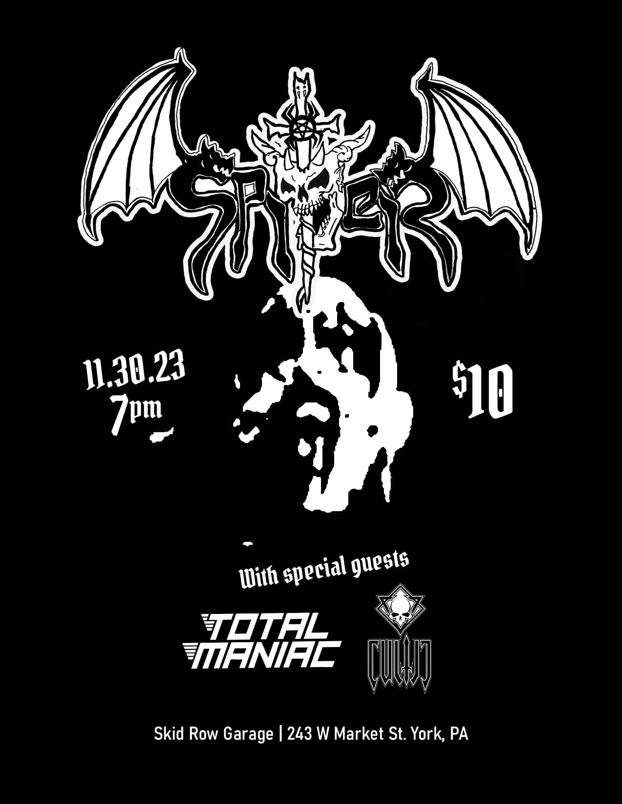 Spiter, Total Maniac, Cultic Live Show - Flyer