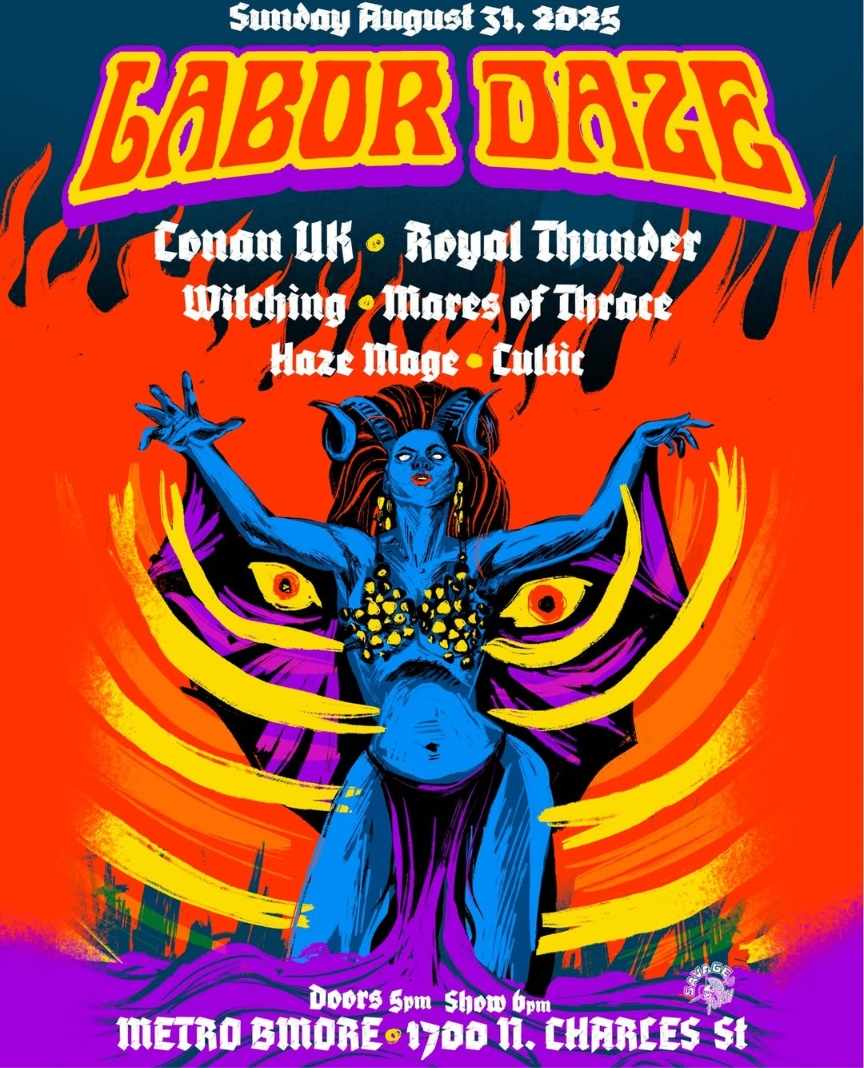 Cultic, Conan (UK), Royal Thunder, Witching, Mares of Thrace, Haze Mage Show Flyer