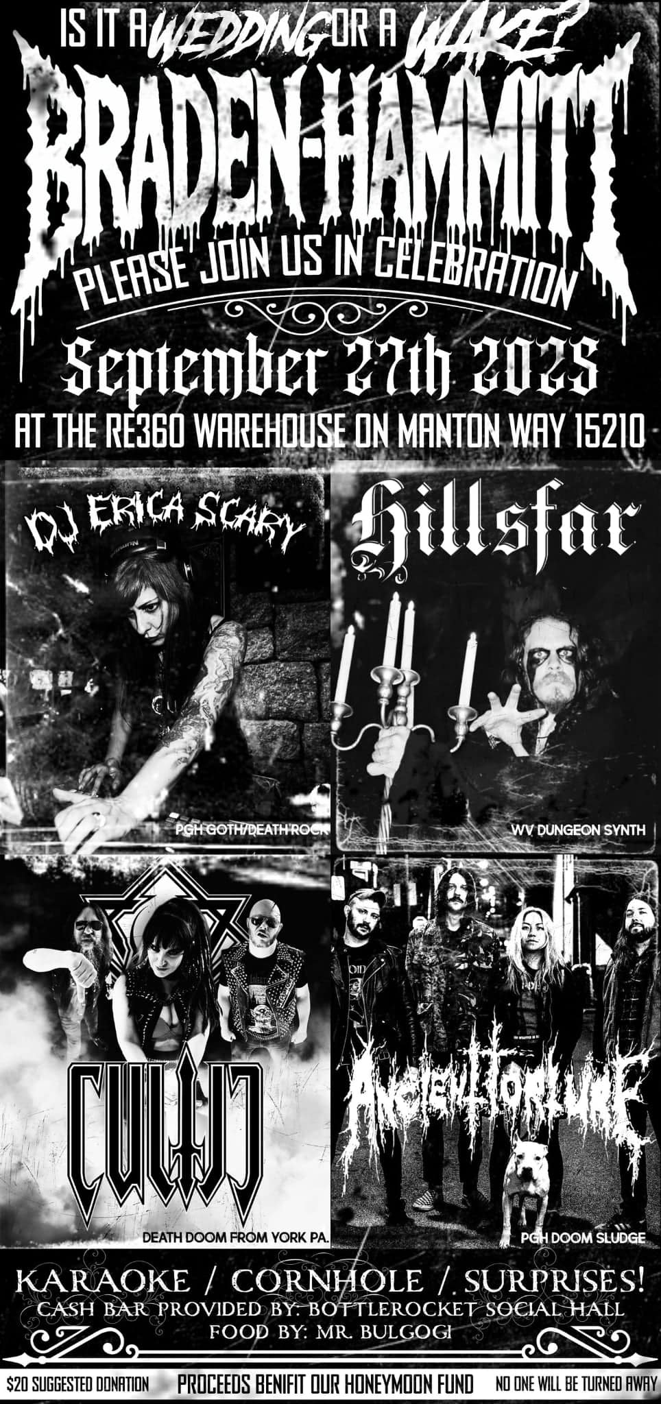 Show Flyer - Cultic, Ancient Torture, Hillsfar, and DJ Erica Scary - Pittsburgh, PA