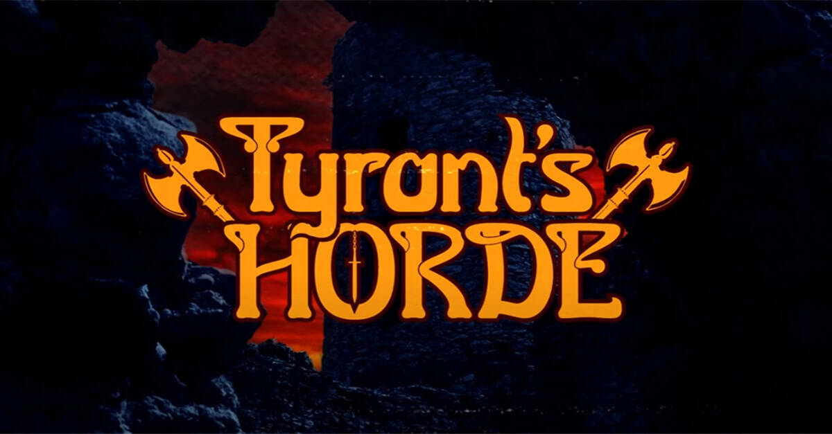 Tyrant's Horde Cultic Song Logo on a Castle Background and red Clouds