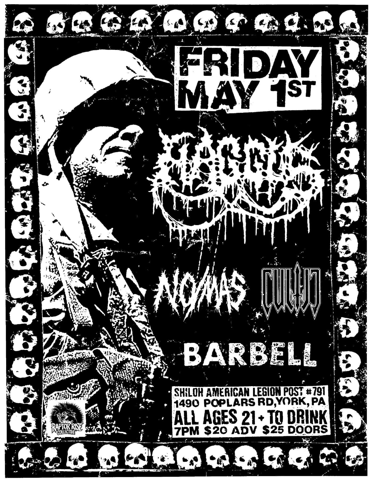 Haggus, No/Mas, Cultic, Barbell Show Flyer - May 1 2026