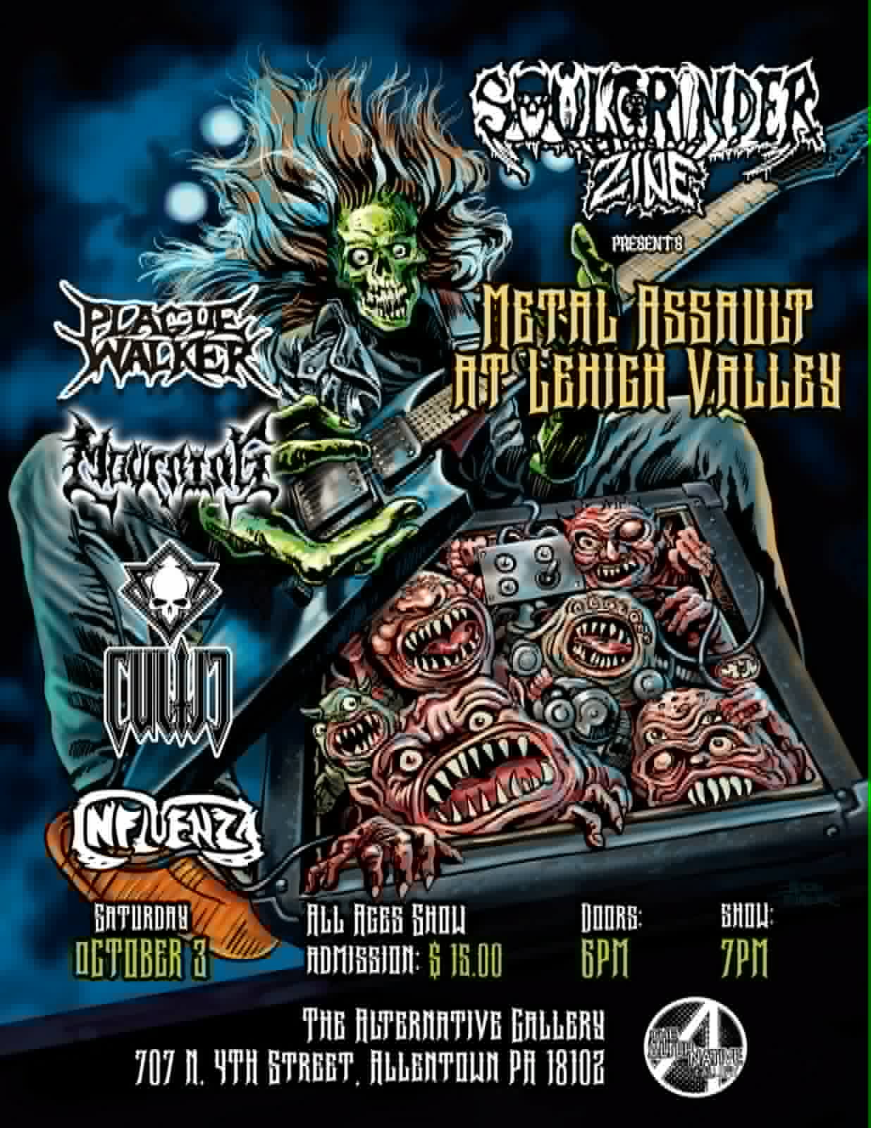 Cultic, Influenza, Mouring, Plague Walker - Allentown, PA - Show Flyer